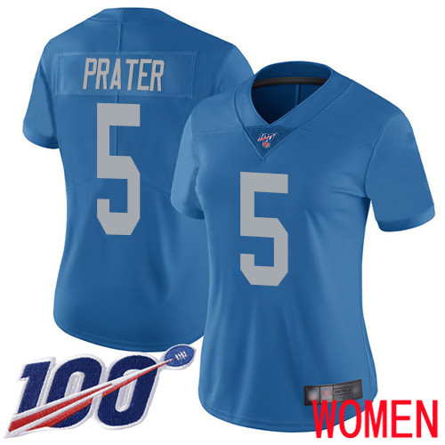 Detroit Lions Limited Blue Women Matt Prater Alternate Jersey NFL Football #5 100th Season Vapor Untouchable->women nfl jersey->Women Jersey